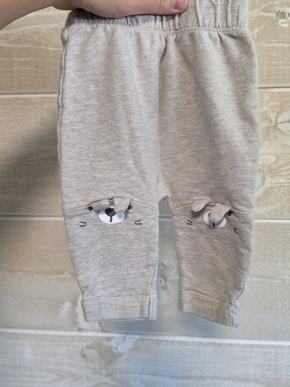 Joe Fresh Light Gray Joggers with Bear Knee Appliqués